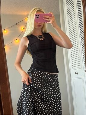 Vintage Black top with Lace Detail
